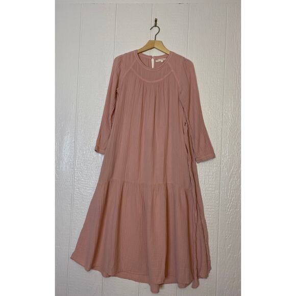 XIRENA Pink Gauze Belted Long Sleeve Maxi Dress US S - Picture 2 of 12